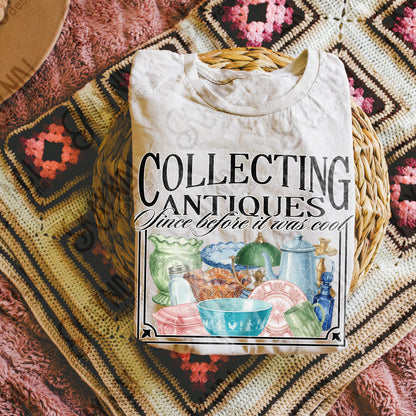 Collecting Antiques Sublimation Design PNG Digital Download Vintage Dish Glass
