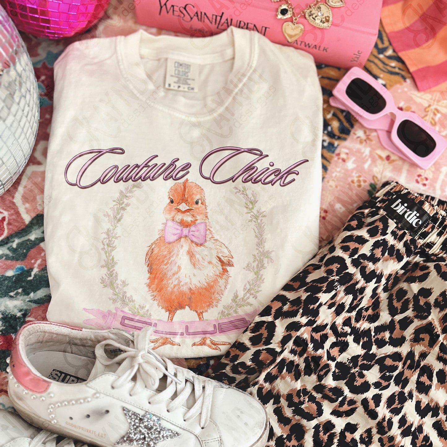 Couture Chick Sublimation Design PNG Digital Download Pink Chicken Club