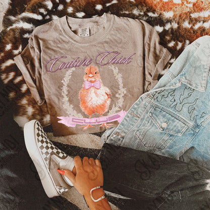 Couture Chick Sublimation Design PNG Digital Download Pink Chicken Club