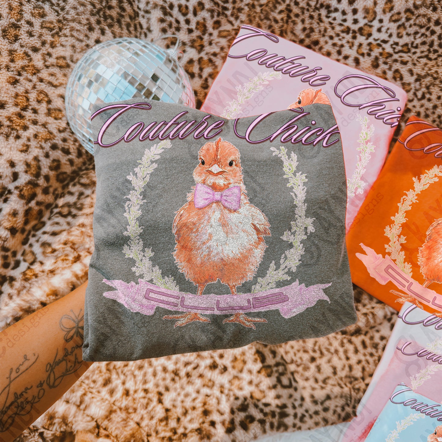 Couture Chick Sublimation Design PNG Digital Download Pink Chicken Club