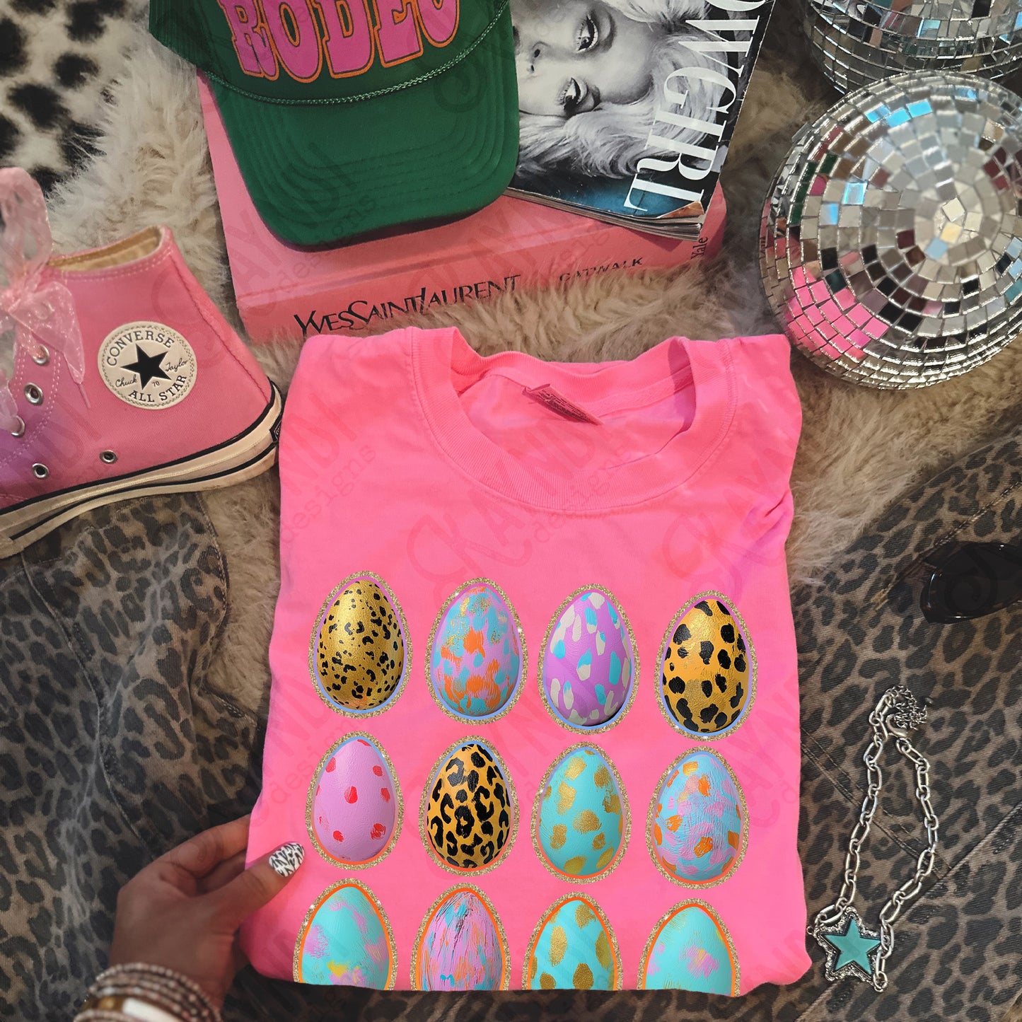 Easter Eggs Sublimation Design PNG Digital Download Pastel Gold Leopard