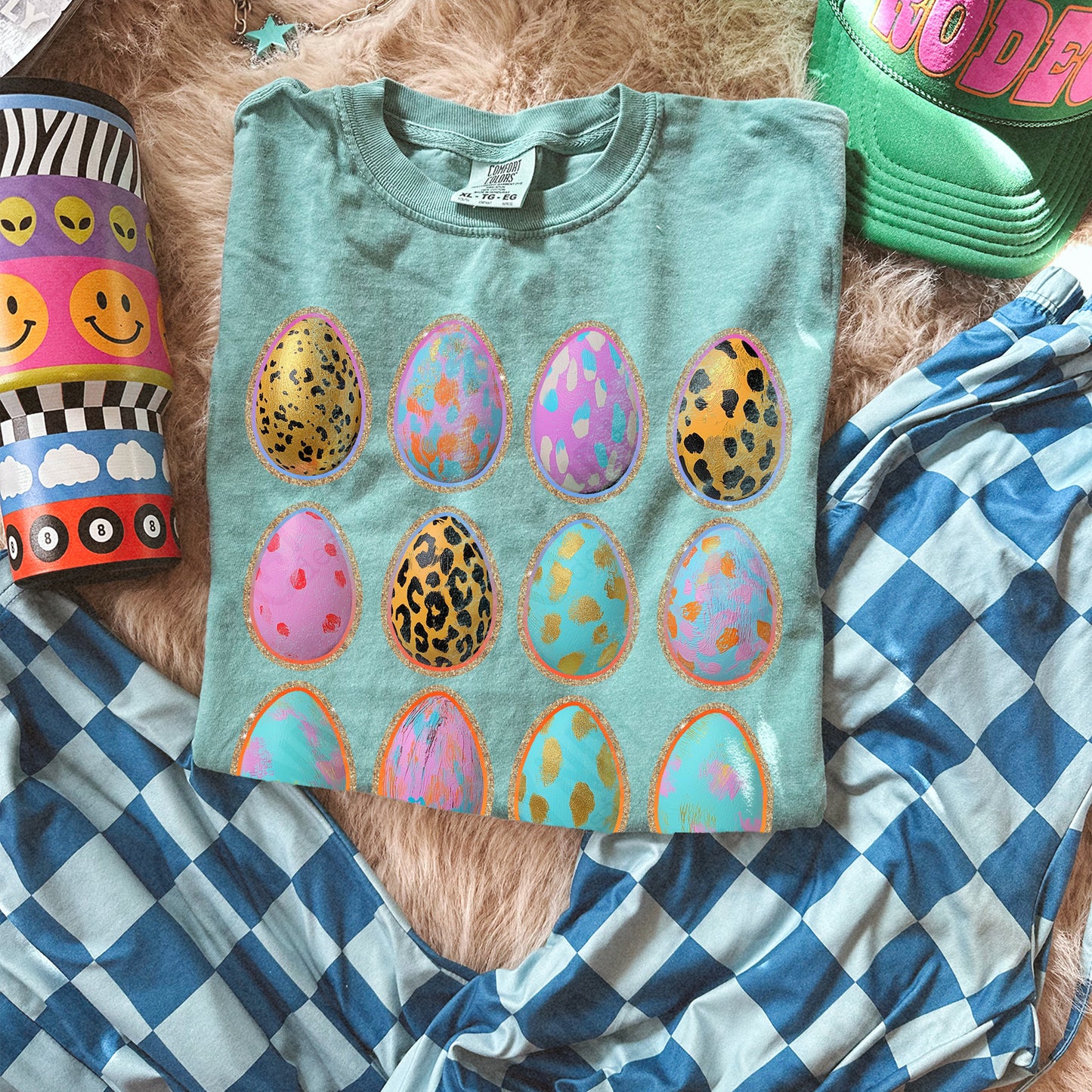 Easter Eggs Sublimation Design PNG Digital Download Pastel Gold Leopard