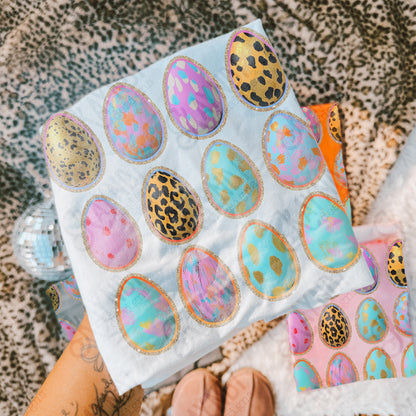 Easter Eggs Sublimation Design PNG Digital Download Pastel Gold Leopard