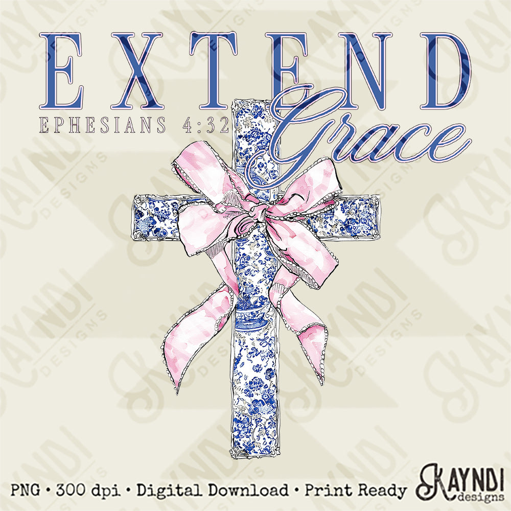Extended Grace Sublimation Design PNG Digital Download Ephesians 4:32 Faith Cross