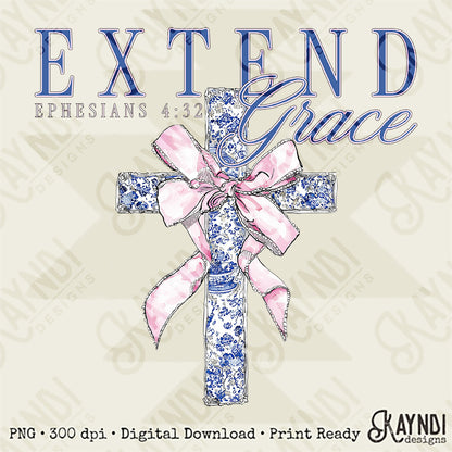 Extended Grace Sublimation Design PNG Digital Download Ephesians 4:32 Faith Cross