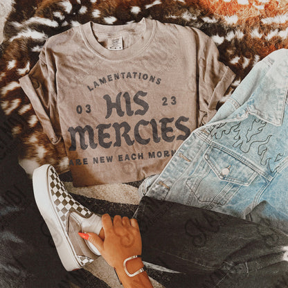 His Mercies Single Color Sublimation Design PNG Digital Download Faith Lamentations