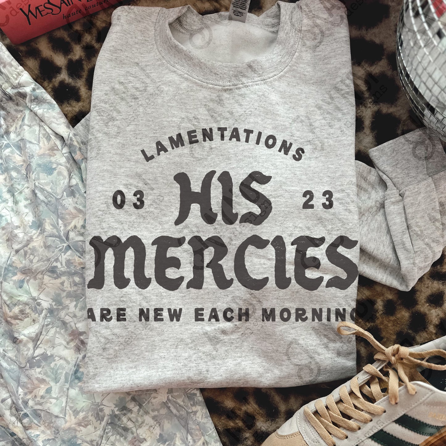 His Mercies Single Color Sublimation Design PNG Digital Download Faith Lamentations