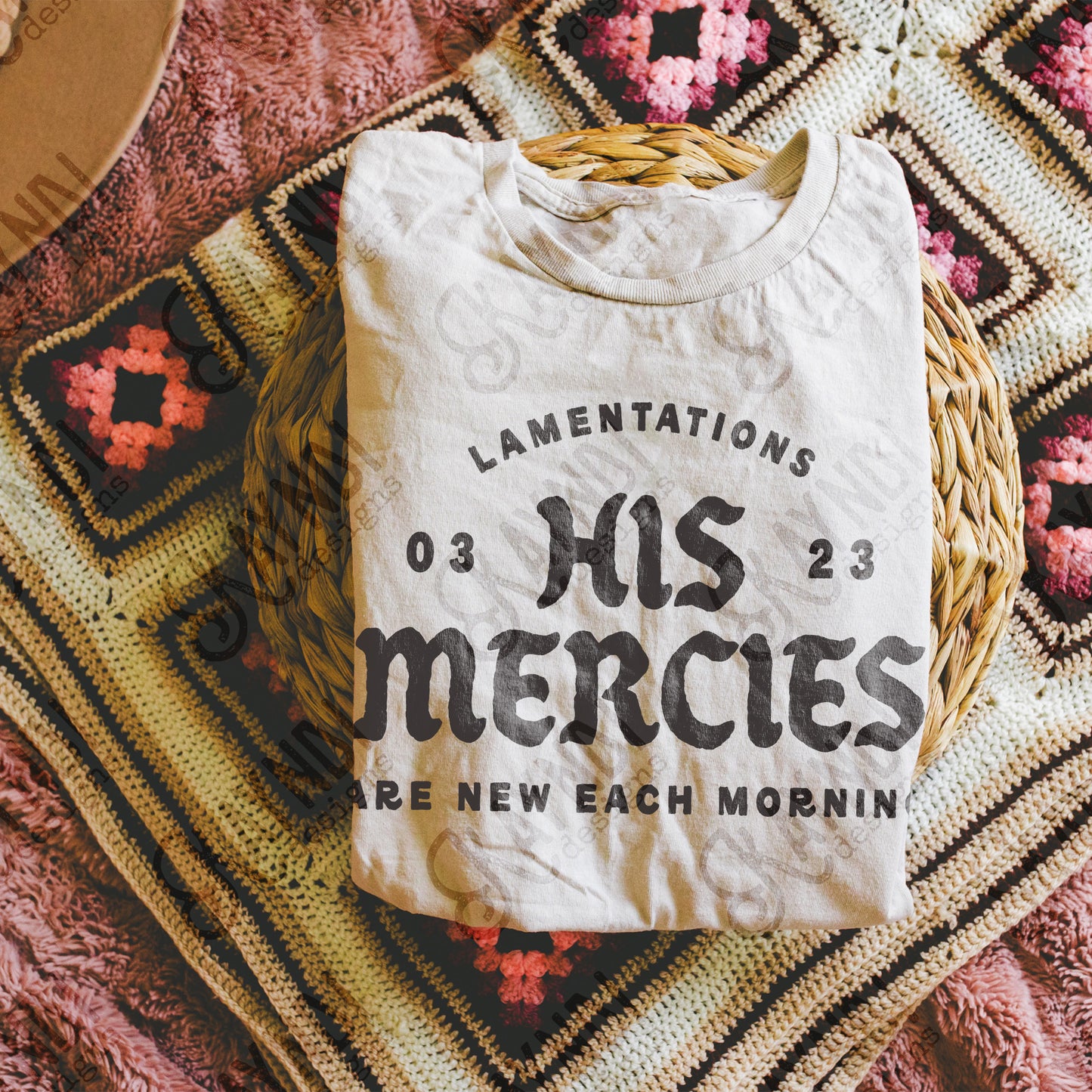 His Mercies Single Color Sublimation Design PNG Digital Download Faith Lamentations