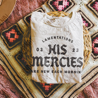 His Mercies Single Color Sublimation Design PNG Digital Download Faith Lamentations