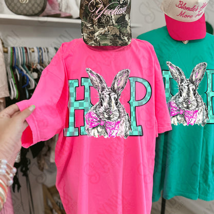 Hop Bunny Sublimation Design PNG Digital Download Easter Checker Bow