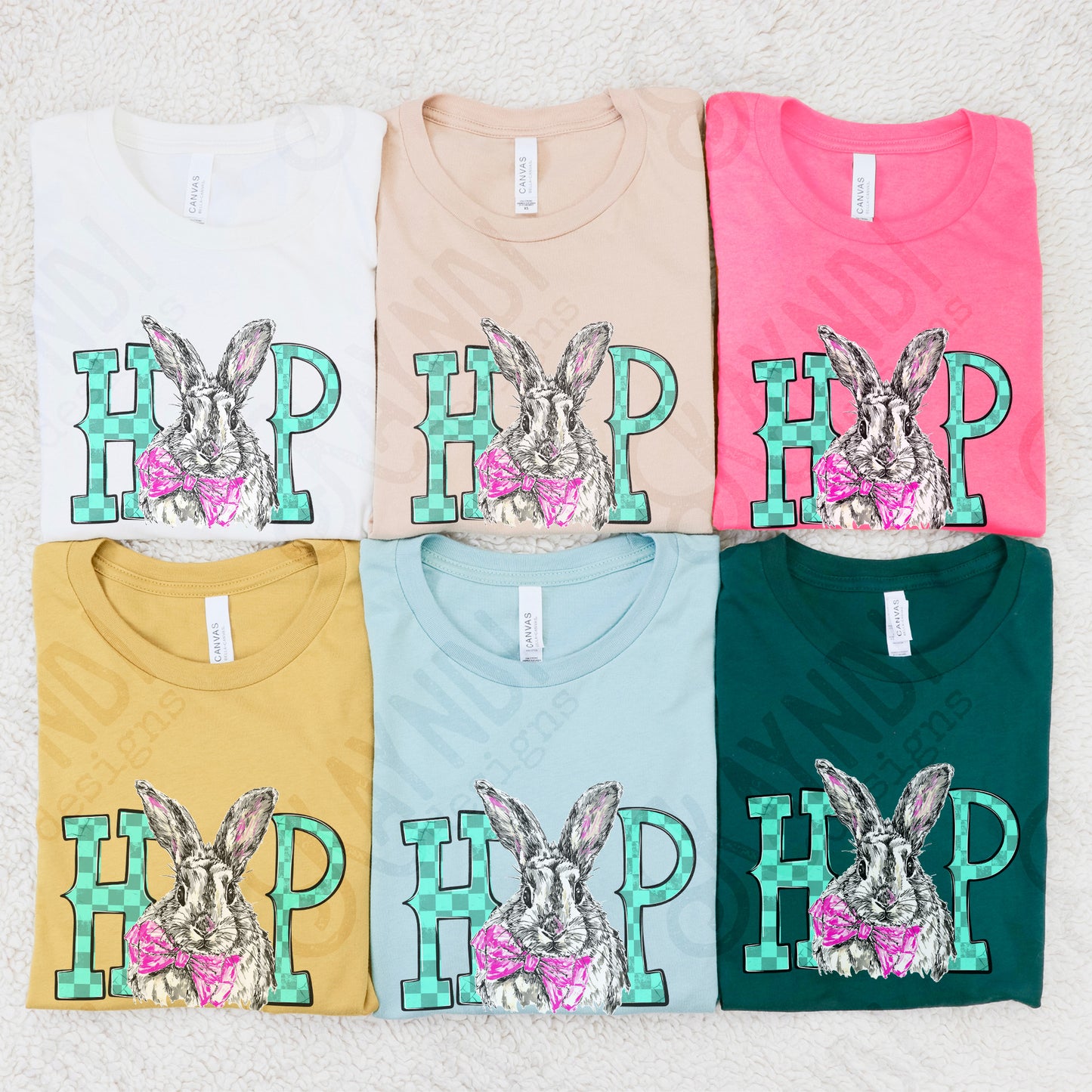 Hop Bunny Sublimation Design PNG Digital Download Easter Checker Bow