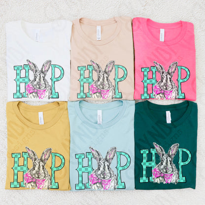 Hop Bunny Sublimation Design PNG Digital Download Easter Checker Bow