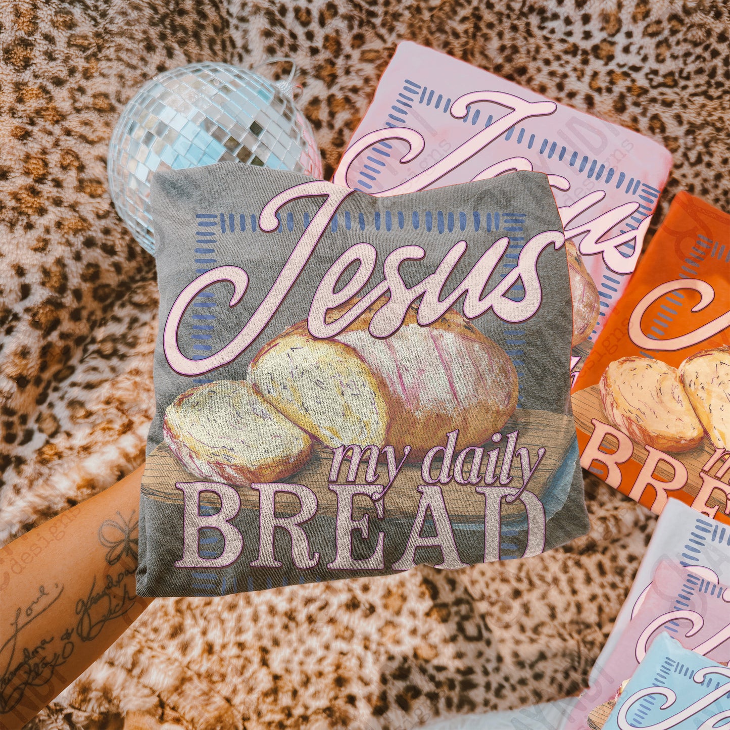 Jesus My Daily Bread Sublimation Design PNG Digital Download Pink Faith