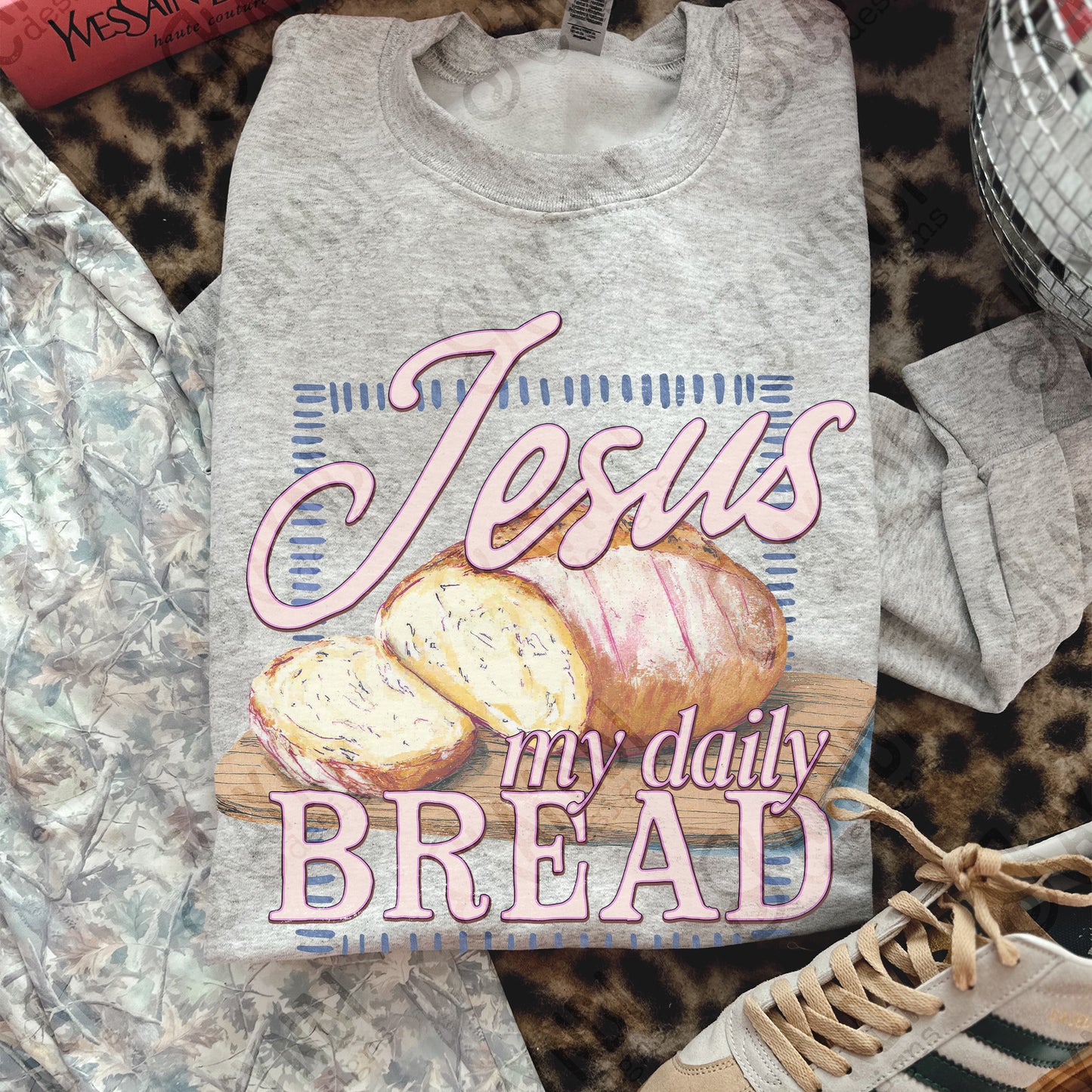 Jesus My Daily Bread Sublimation Design PNG Digital Download Pink Faith