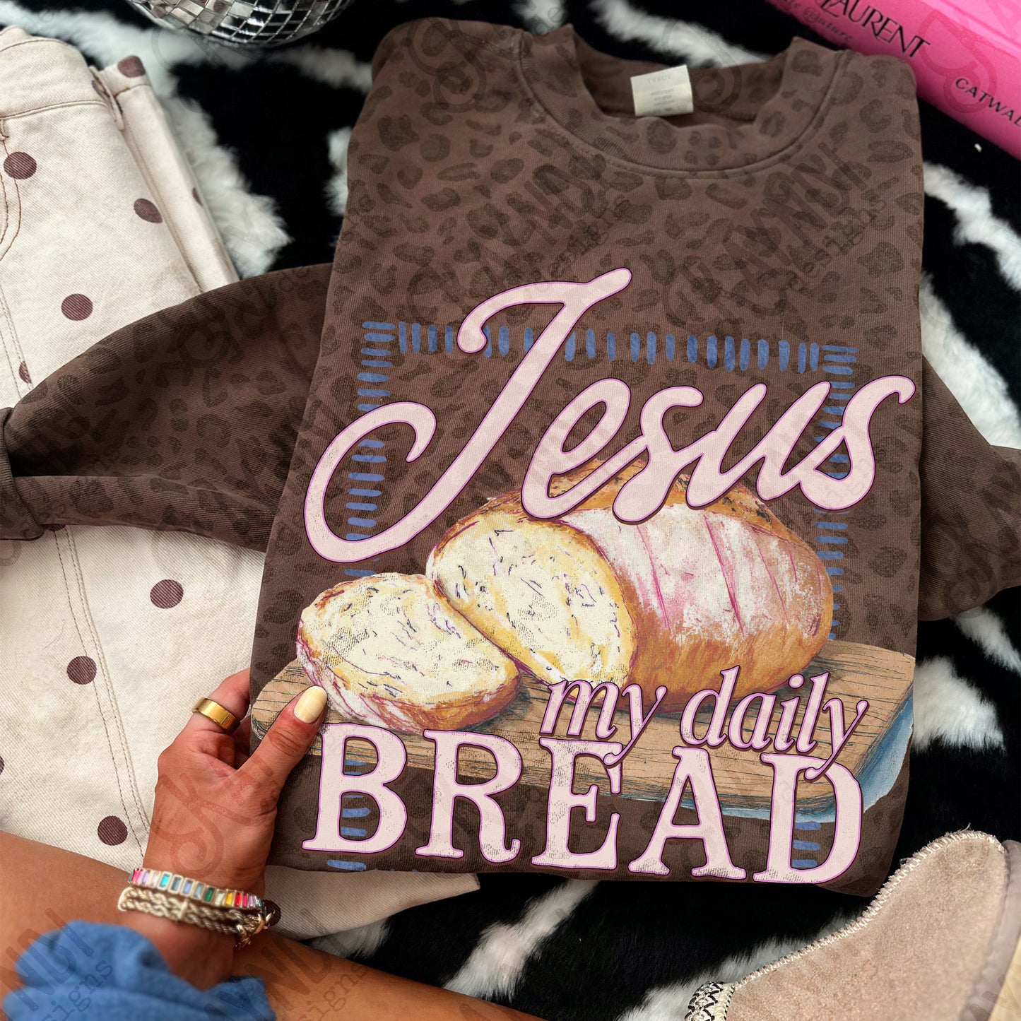 Jesus My Daily Bread Sublimation Design PNG Digital Download Pink Faith