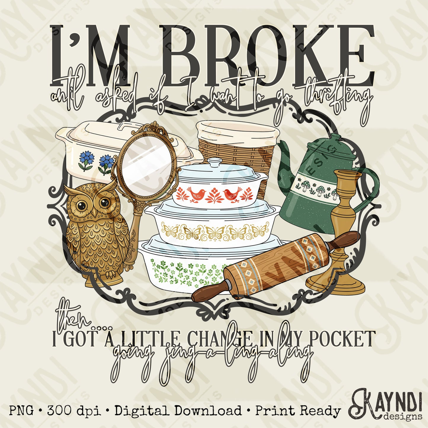 Jing A Link A Ling Sublimation Design PNG Digital Download Thrifting Antique Vintage