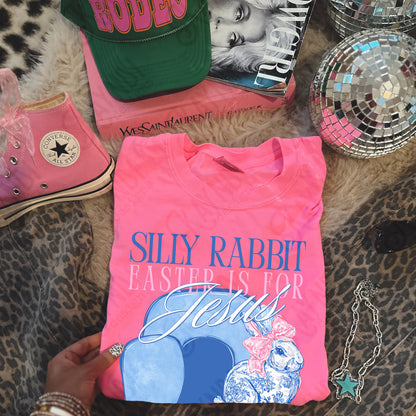 Silly Rabbit Easter is for Jesus Sublimation Design PNG Digital Download Faith Floral Blue