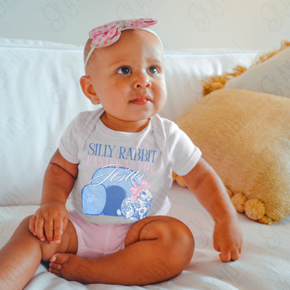 Silly Rabbit Easter is for Jesus Sublimation Design PNG Digital Download Faith Floral Blue