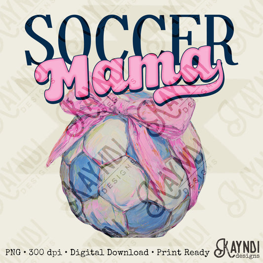 Soccer Mama Sublimation Design PNG Digital Download Pink Bow Sport