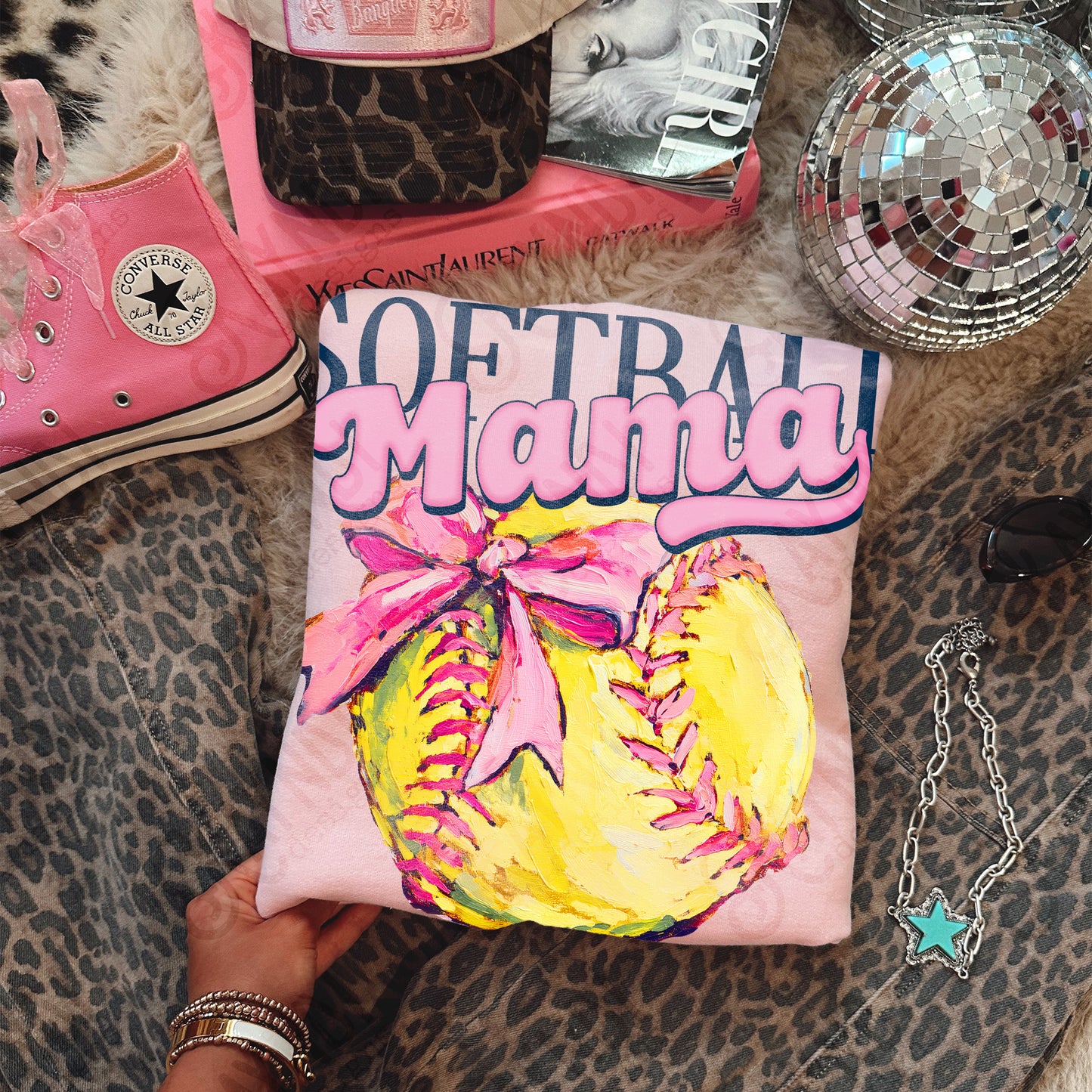 Softball Mama Sublimation Design PNG Digital Download Pink Bow Sport
