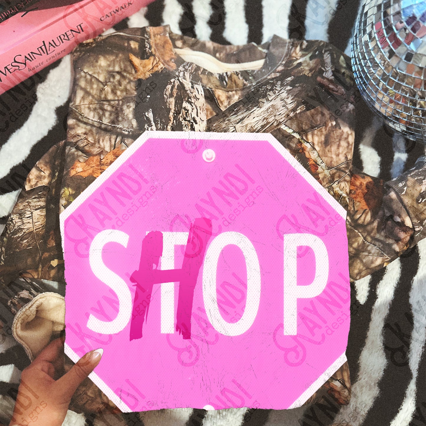 Stop Shop Sublimation Design PNG Digital Download Pink Sign Shopping