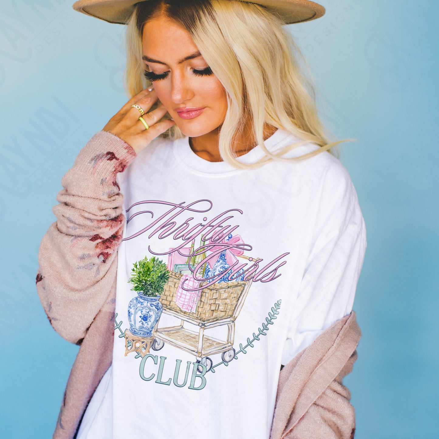 Thrifty Girls Club Sublimation Design PNG Digital Download Vintage Shop Thrift