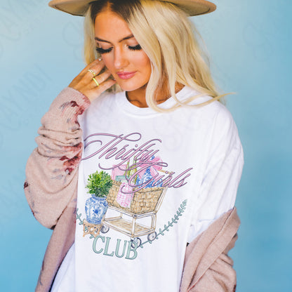 Thrifty Girls Club Sublimation Design PNG Digital Download Vintage Shop Thrift