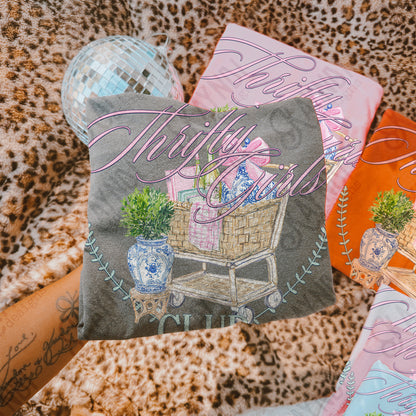 Thrifty Girls Club Sublimation Design PNG Digital Download Vintage Shop Thrift