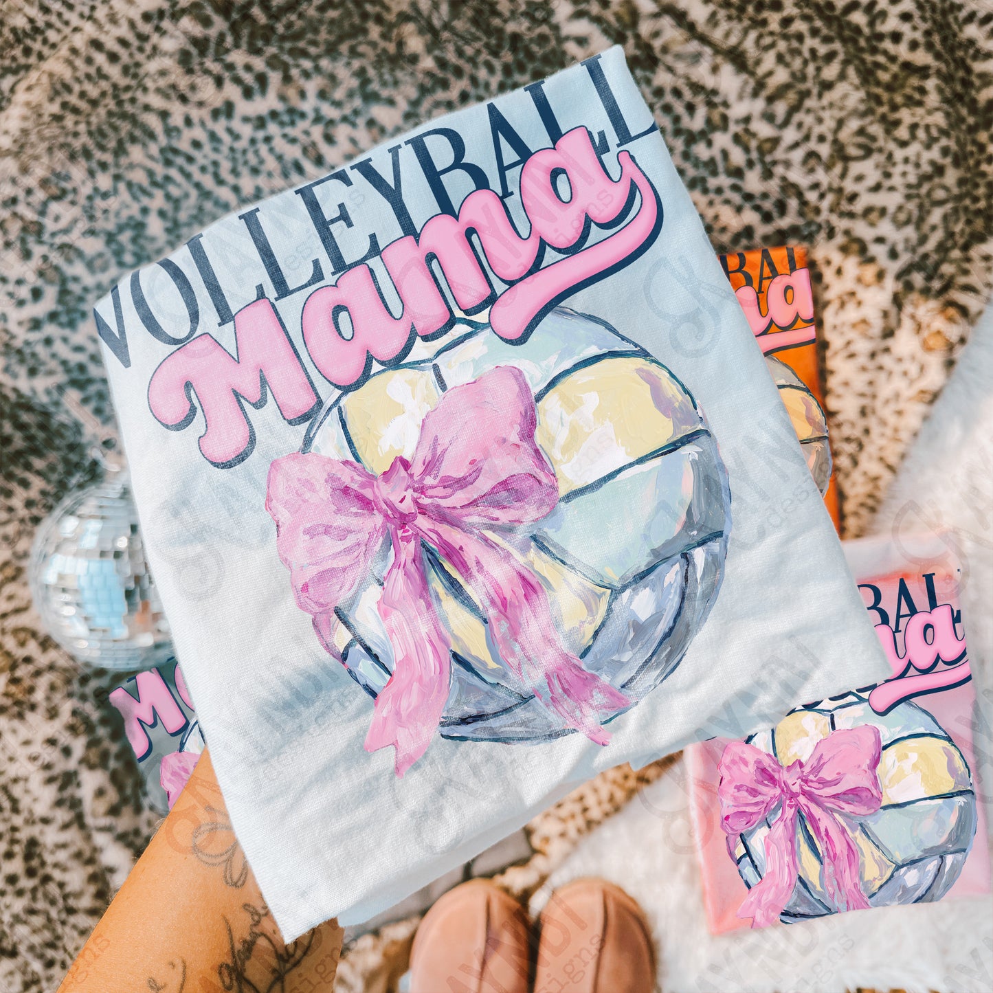 Volleyball Mama Sublimation Design PNG Digital Download Pink Bow Sport