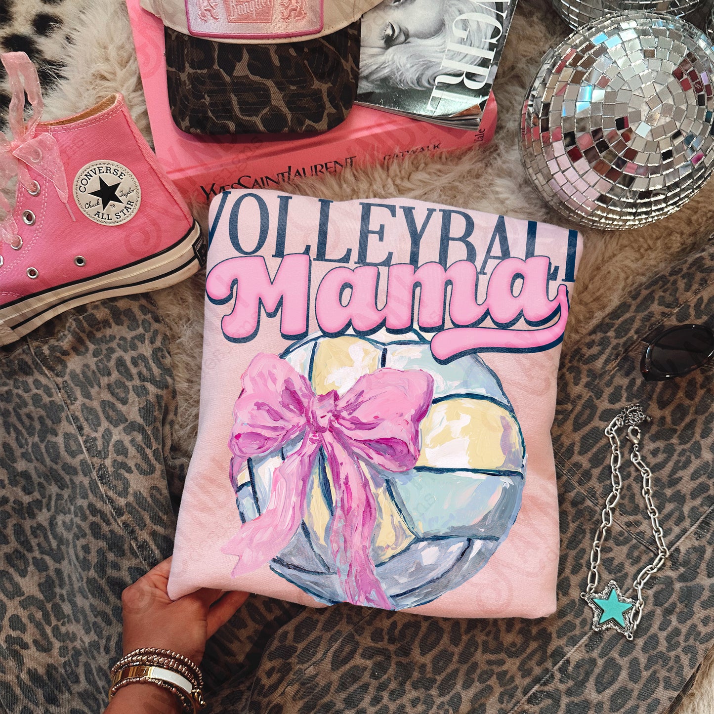 Volleyball Mama Sublimation Design PNG Digital Download Pink Bow Sport