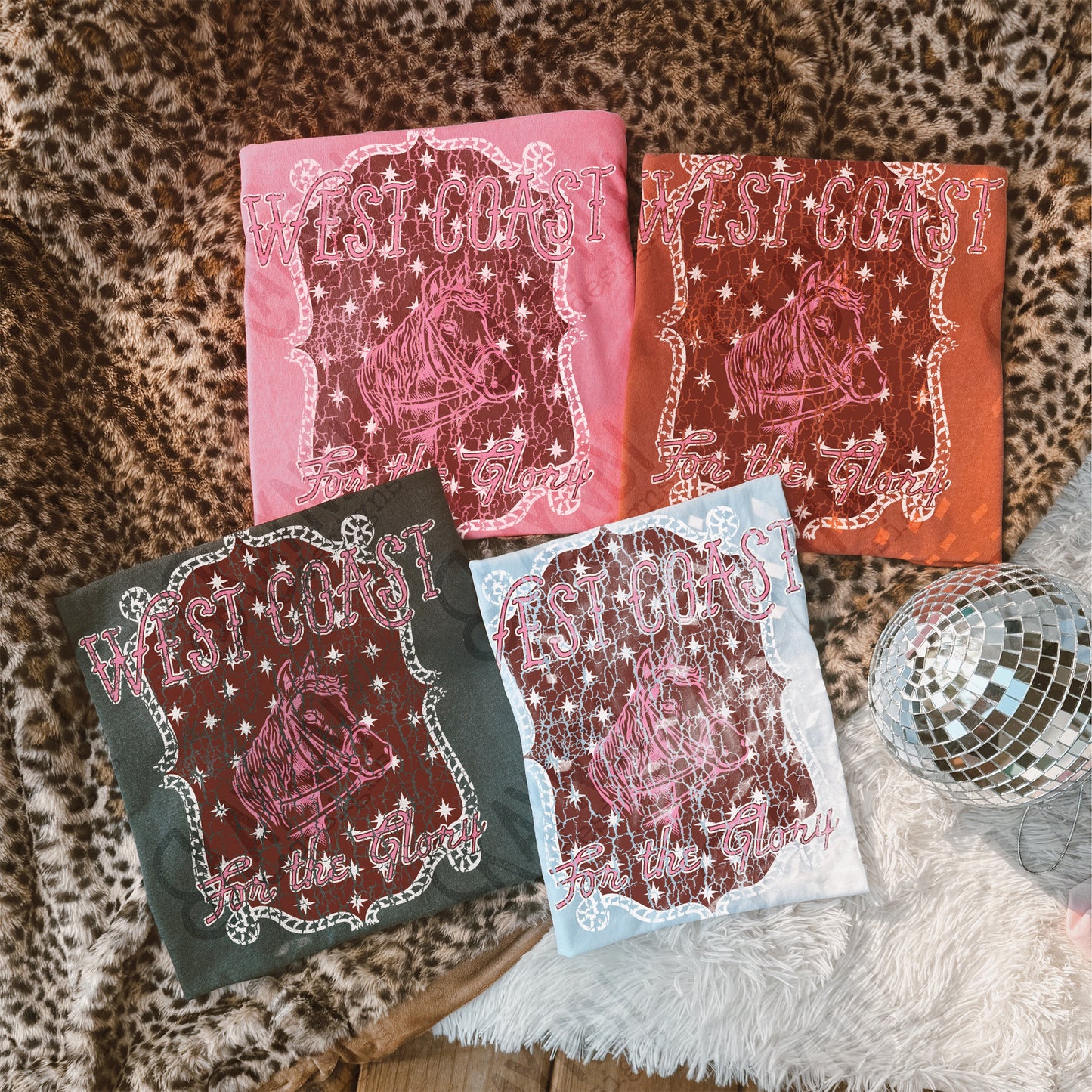 WEST COAST Pink Distressed Sublimation Design PNG Digital Download Horse Glory