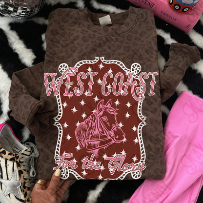 WEST COAST Pink Sublimation Design PNG Digital Download Horse Glory