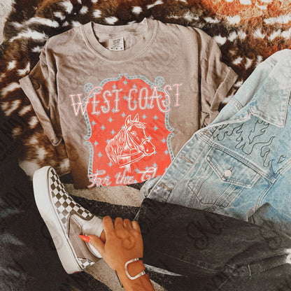 WEST COAST Red Sublimation Design PNG Digital Download Horse Glory