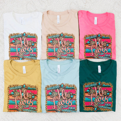 Because He Lives Sublimation Design PNG Digital Download Printable Faith Cross Cheetah