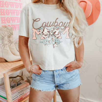 Cowboy Mom Club Sublimation Design PNG Digital Download Printable Western Cowprint Flowers Coquette Girly