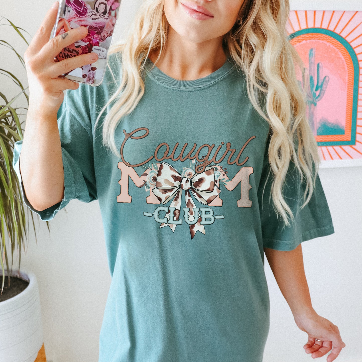 Cowgirl Mom Club Sublimation Design PNG Digital Download Printable Western Cowprint Flowers Coquette Girly