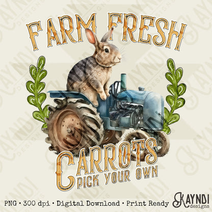 Farm Fresh Carrots Sublimation Design PNG Digital Download Printable Easter Tractor Boys