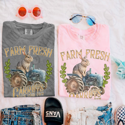 Farm Fresh Carrots Sublimation Design PNG Digital Download Printable Easter Tractor Boys