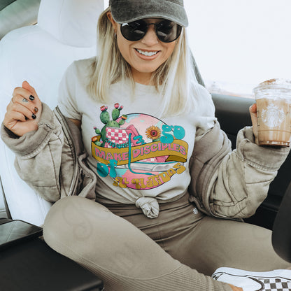 Go Make Disciples Sublimation Design PNG Digital Download Printable Faith Sneaker Cactus Summer