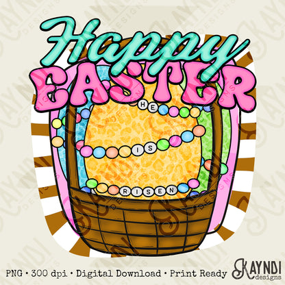 Happy Easter Basket Sublimation Design PNG Digital Download Printable Easter Kids Bracelets