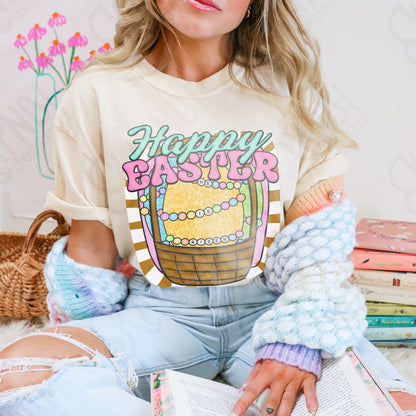 Happy Easter Basket Sublimation Design PNG Digital Download Printable Easter Kids Bracelets