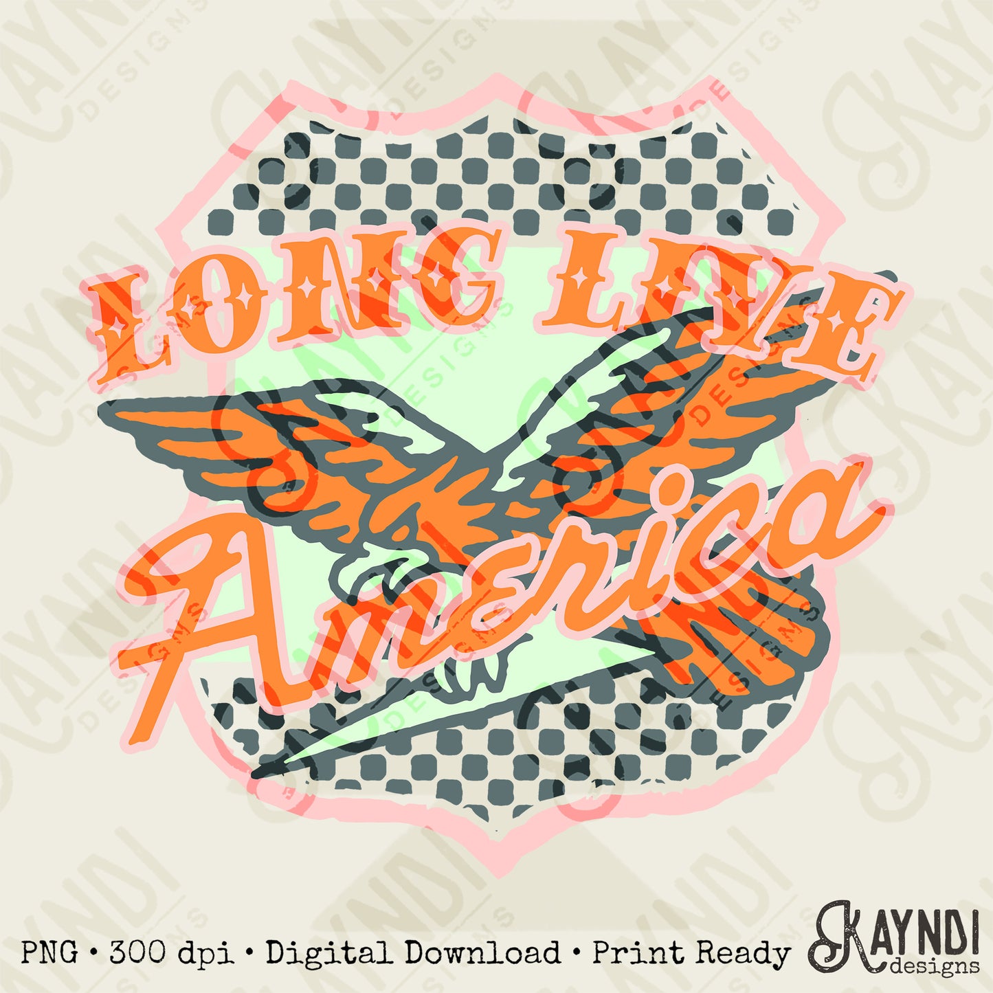 Long Live America 4 Sublimation Design PNG Digital Download Printable Vintage Eagle