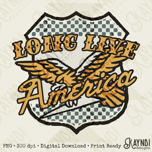 Long Live America 6 Sublimation Design PNG Digital Download Printable Vintage Eagle