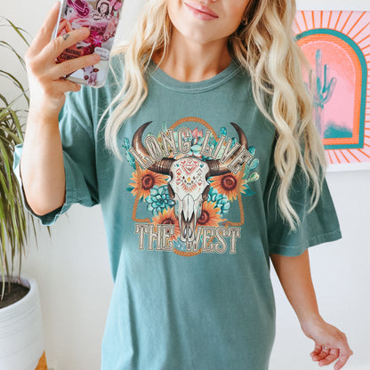 Long Live the West Sublimation Design PNG Digital Download Printable Western Girly Cowgirl Skull