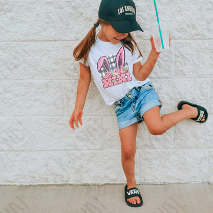 Mini Bunny Ears Sublimation Design PNG Digital Download Printable Easter Flowers Checkered