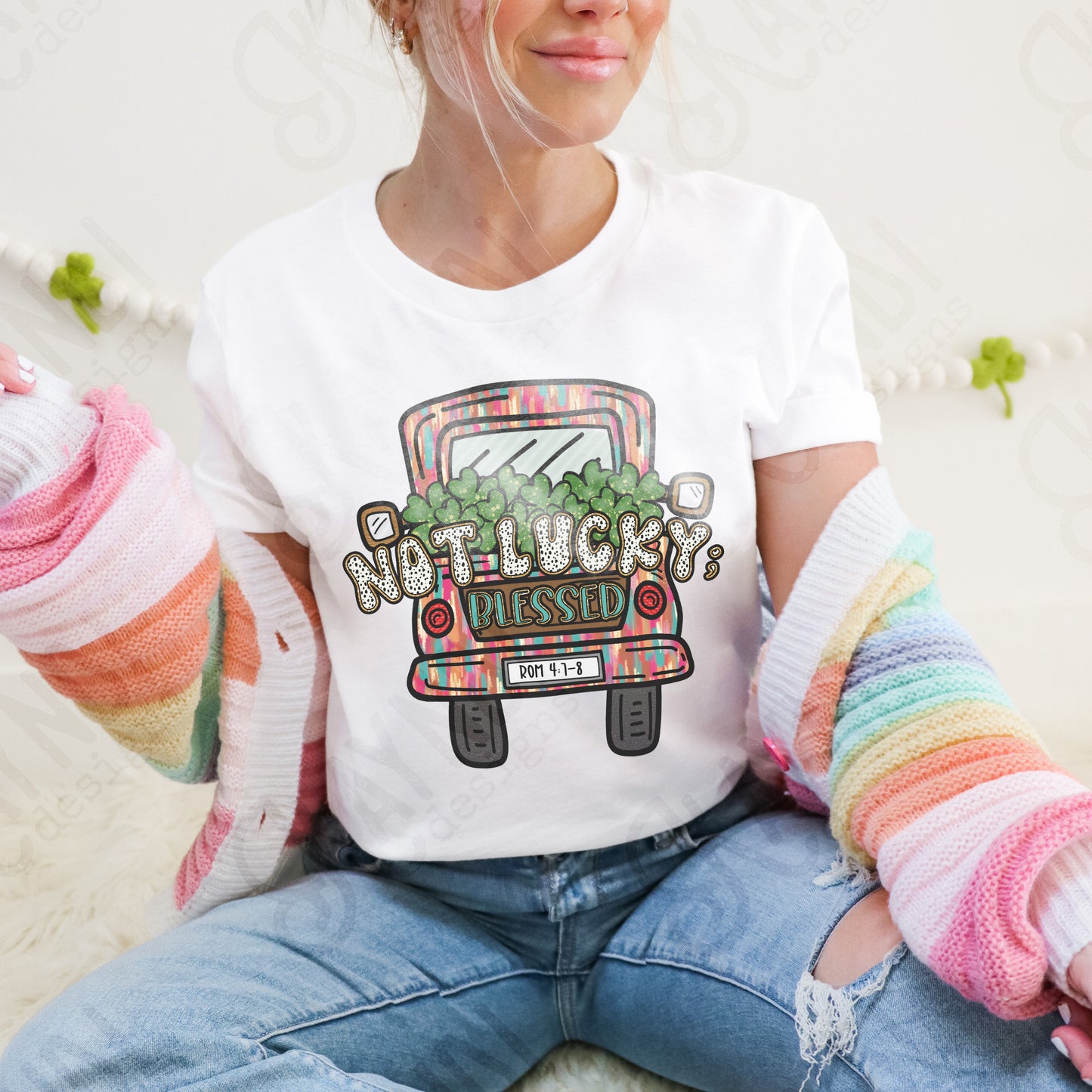 Not Lucky Blessed Sublimation Design PNG Digital Download Printable Truck Verse Faith