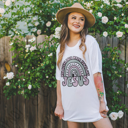 Who Needs Luck Sublimation Design PNG Digital Download Printable Rainbow Faith Jesus