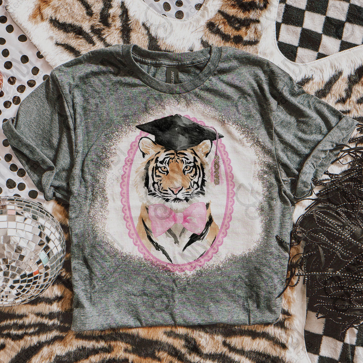 2026 Tiger Sublimation Design PNG Digital Download Graduation Pink