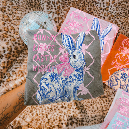 Bunny Kisses Easter Wishes Sublimation Design PNG Digital Download Easter Vintage