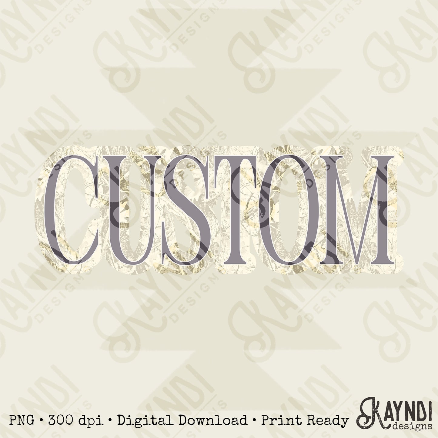 Custom Camo Cream Sublimation Design PNG Digital Download Printable Camo Cream Text Custom